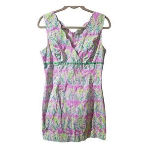 LILLY PULITZER Pink Green Girafe‎ Lion Tiger Dress - Size 10